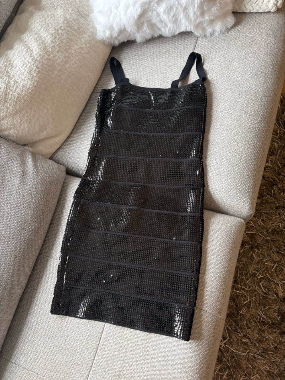 BCBGMaxAzria Black Sequin Mini Slip Dress- cocktail dress- like new